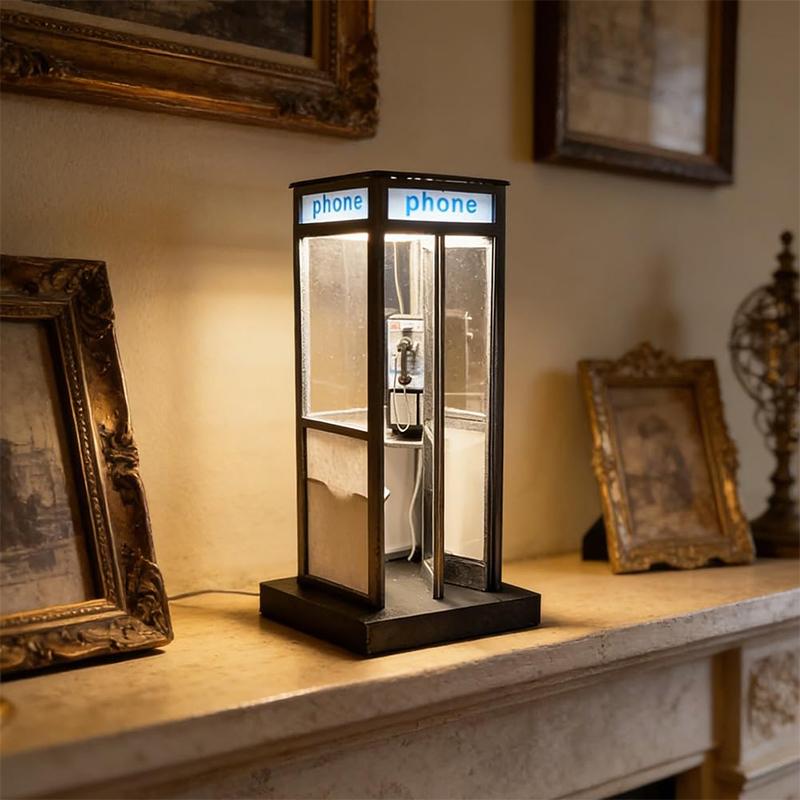 Home Office British - Hoge vintage telefooncel-lamp, retro Britse stijl,