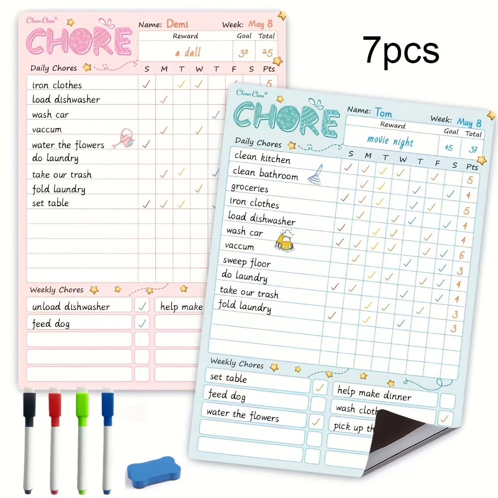 Whiteboard Magnetic - 7-delige magnetische comboset inclusief 2 magnetische